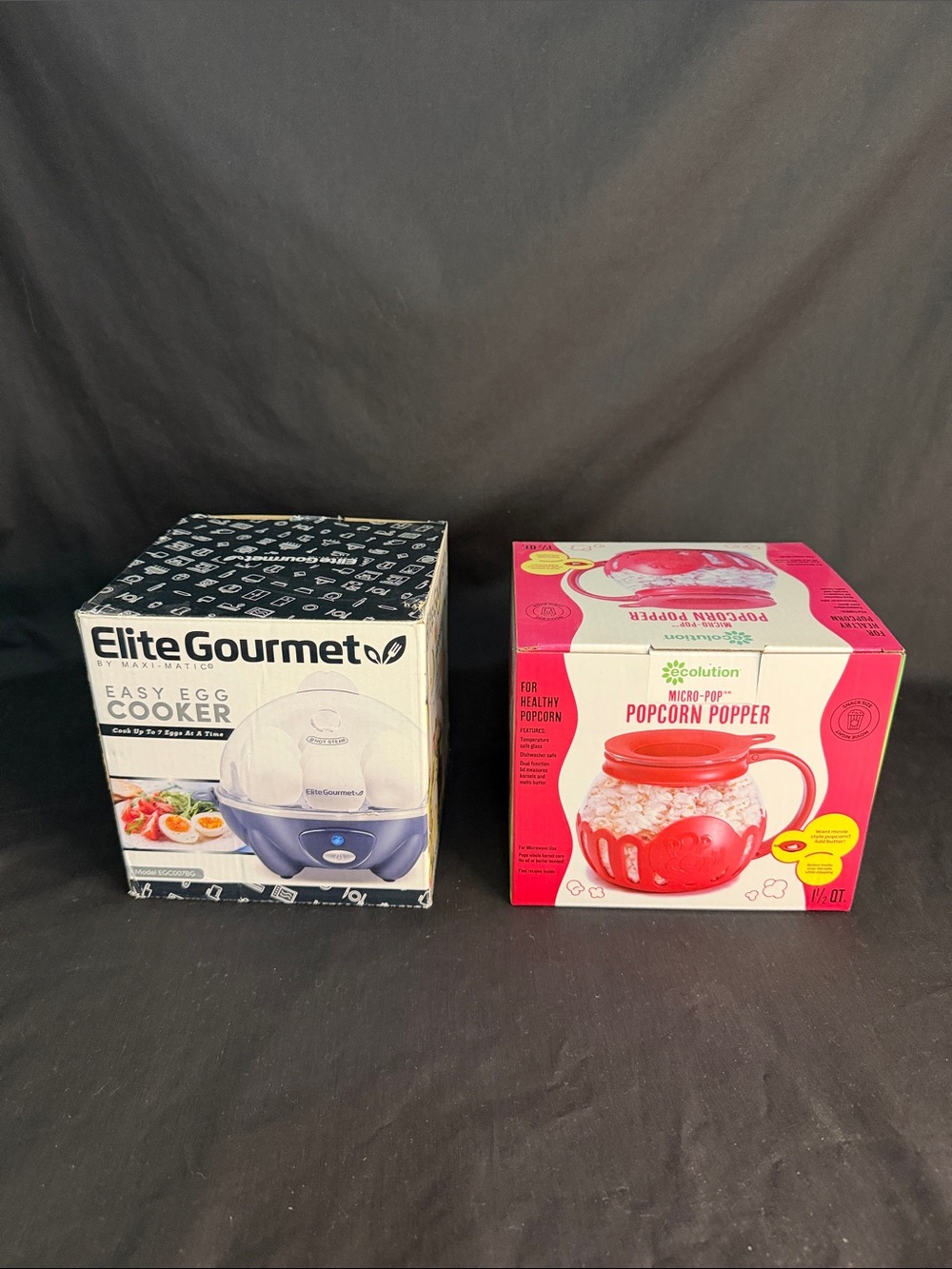 Elite Gourmet Easy Egg Cooker & Ecoluction Micro-Pop Popcorn Popper